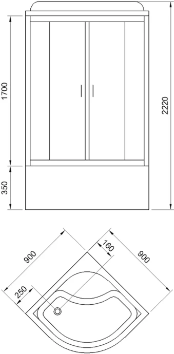 Душевая кабина Royal Bath CK 90x90 профиль хром стекло прозрачное RB90CK5-WT-CH - 3