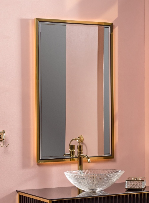 Зеркало Armadi Art Monaco 70х110 с подсветкой черный - золото 566-BG - 2