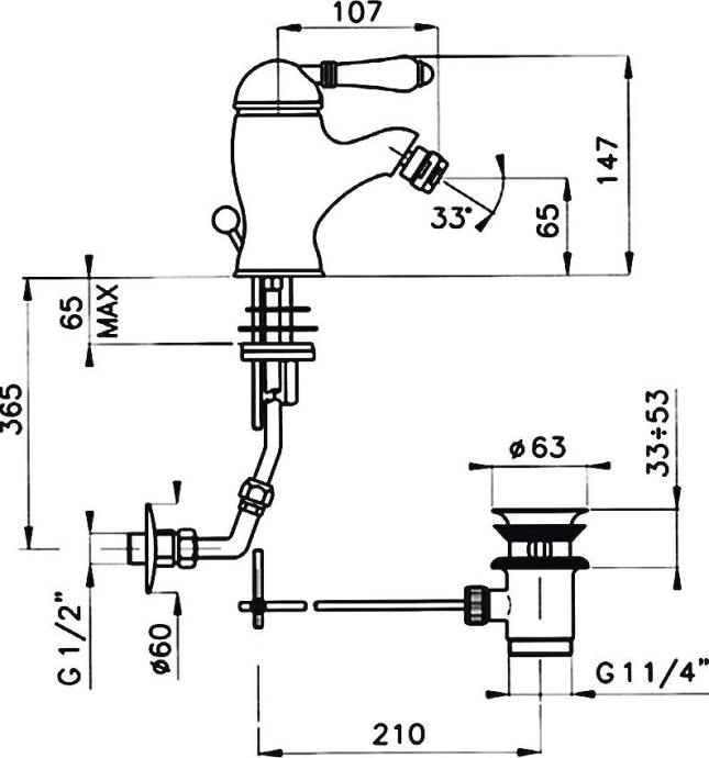Смеситель для биде Nicolazzi Classica бронза  3403BZ76 - 3