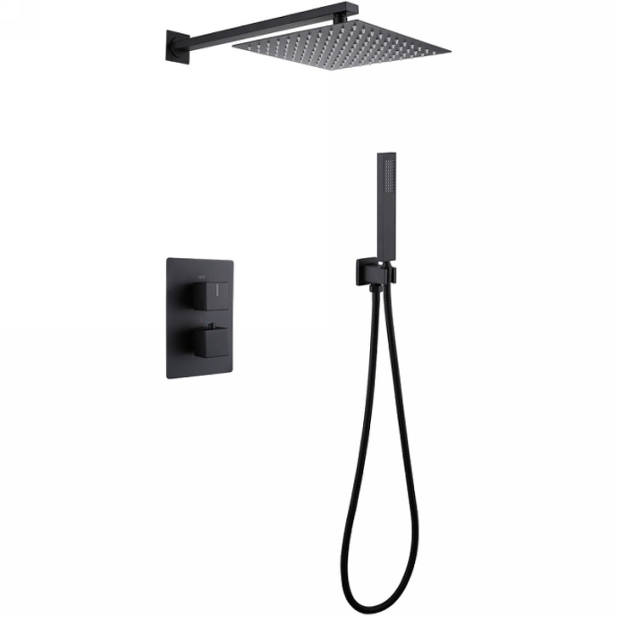 Душевая система Abber Daheim с термостатом черная матовая AF8251B - 0