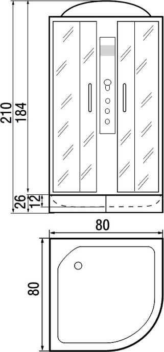 Душевая кабина с поддоном River Desna 80/24 MT  10000002387 - 2