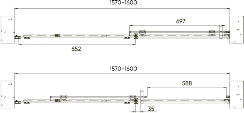 Душевая дверь в нишу Veconi Vianno VN-70 160 см, профиль черный VN70-160-01-19C4 - 3