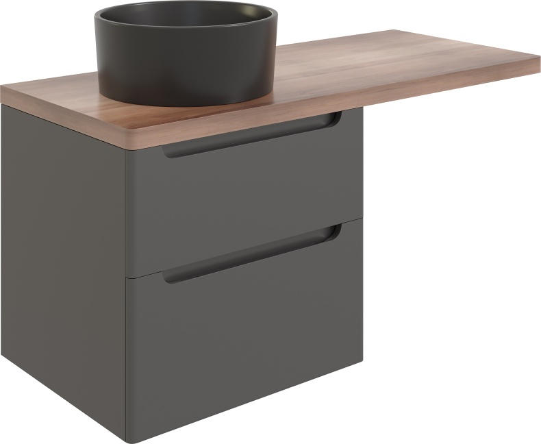 Тумба с раковиной STWORKI Берген 60 серая с темной столешницей 122, BOCCHI Vessel черная, R 549638 - 7
