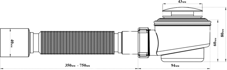 Сифон для поддона Royal Bath хром Sifon-knopka+gofra - 2