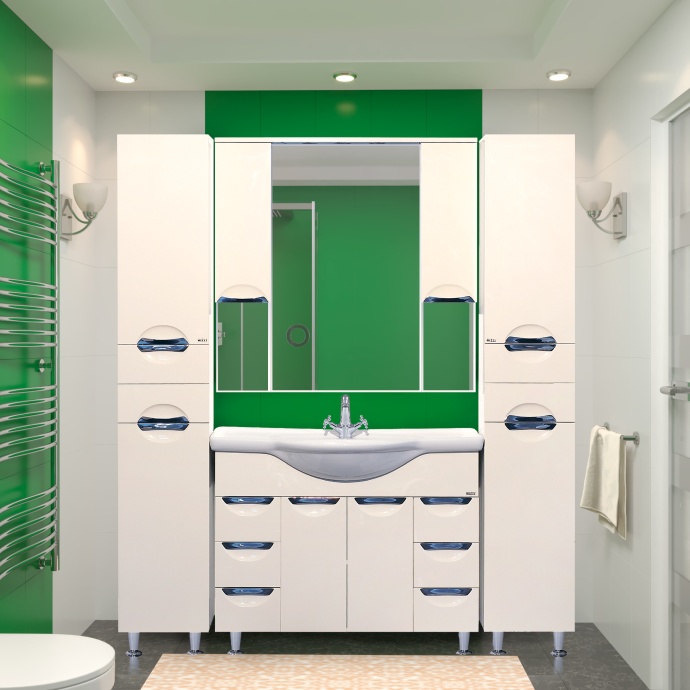 Тумба с раковиной Misty Жасмин 105 белая эмаль, 6 ящиков - 1