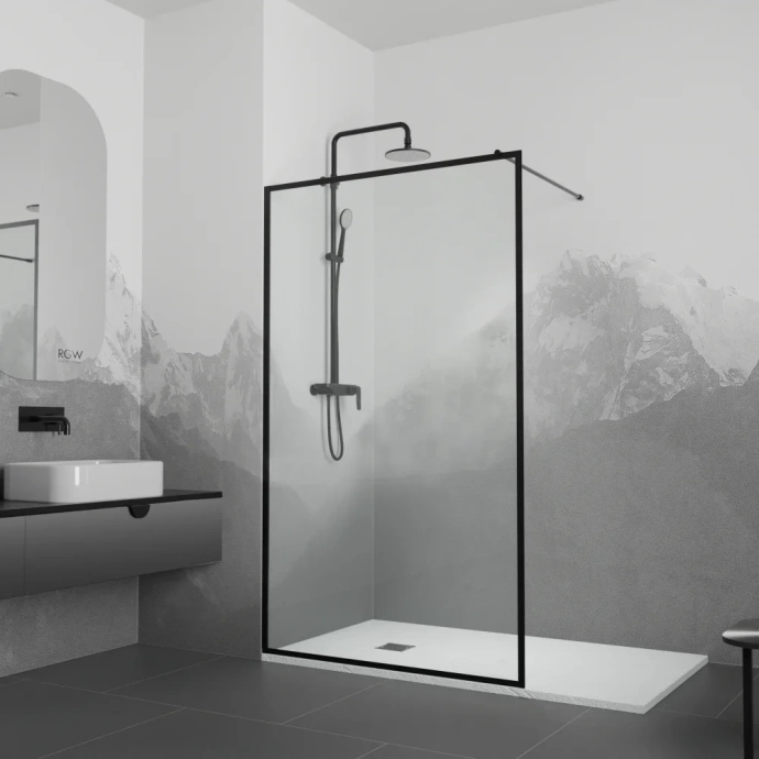 Душевая перегородка RGW Walk In WA-012B 100х200 профиль черный стекло прозрачное 35101210-84 - 1