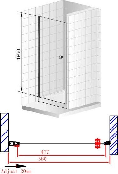 Душевая дверь Cezares Elena 60 хром стекло прозрачное ELENA-W-B-1-60-C-Cr - 5