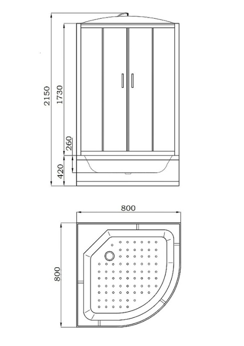Душевая кабина Parly Tomorrow 80х80 белая стекло матовое EF821 - 2