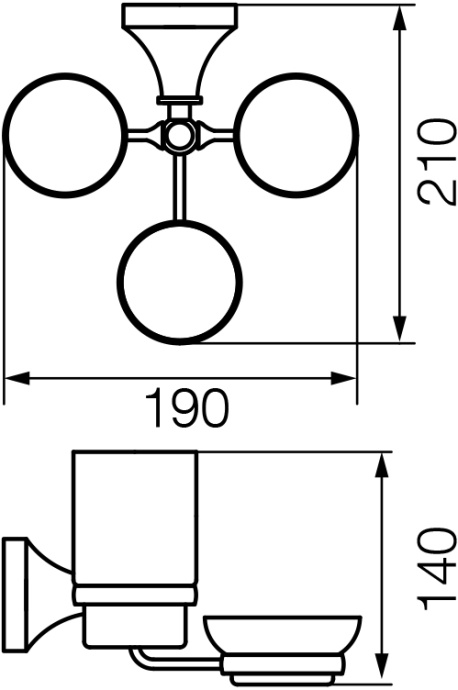 Стакан Veragio Gialetta VR.GIL-6443.CR двойной, с мыльницей, хром - 2