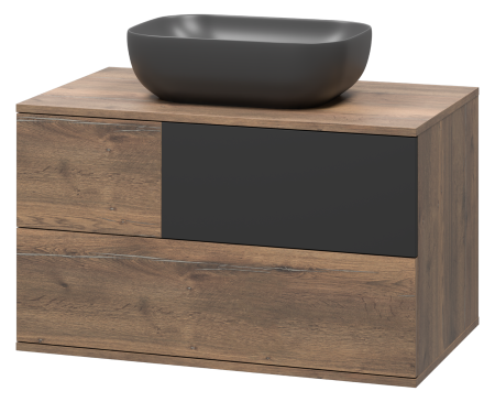 Тумба под раковину Misty Коломбо 80 темное дерево - черный П-Кол-01080-074П - 0