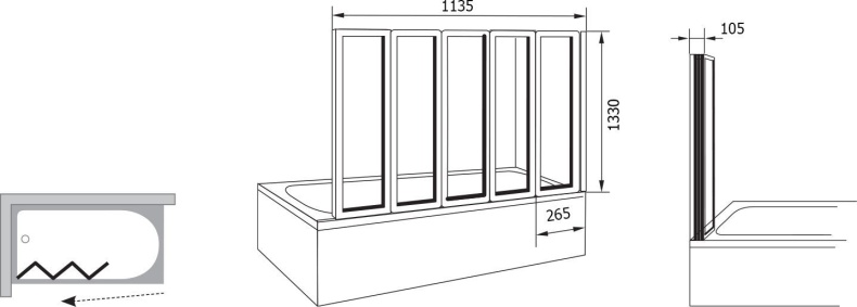 Шторки для ванной Ravak  113.5 см  794E010041 - 6