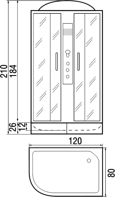 Душевая кабина с поддоном River Dunay 120/80/24 TH R  10000002106 - 2