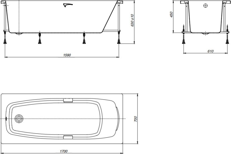 Акриловая ванна Roca Sureste 170x70 см  ZRU9302769 - 4