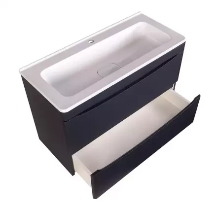 Тумба под раковину Style Line Бергамо мини 90 черная СС-00002366 - 1