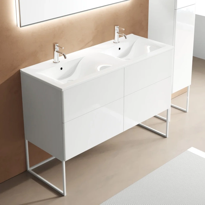 Тумба с раковиной SanVit Лира 120 двойная белый глянец - 1