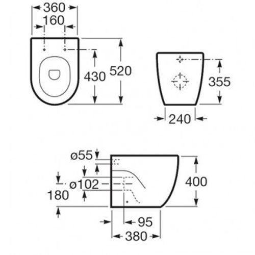 Унитаз приставной Roca Meredian-N с крышкой, белый (347247000) - 1