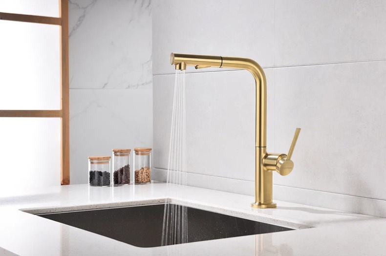 Смеситель для кухни Paulmark Neo брашированное золото Ne214419-BG - 5