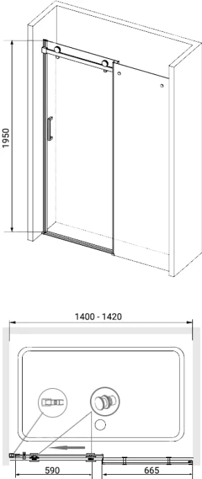 Душевая дверь RGW Tornado TO-14B 140х195 профиль черный стекло прозрачное 02071414-14 - 2