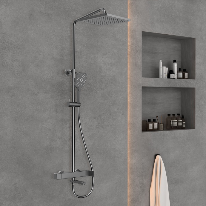 Душевая стойка Vincea Cube сталь VSFS-1C1GM - 1