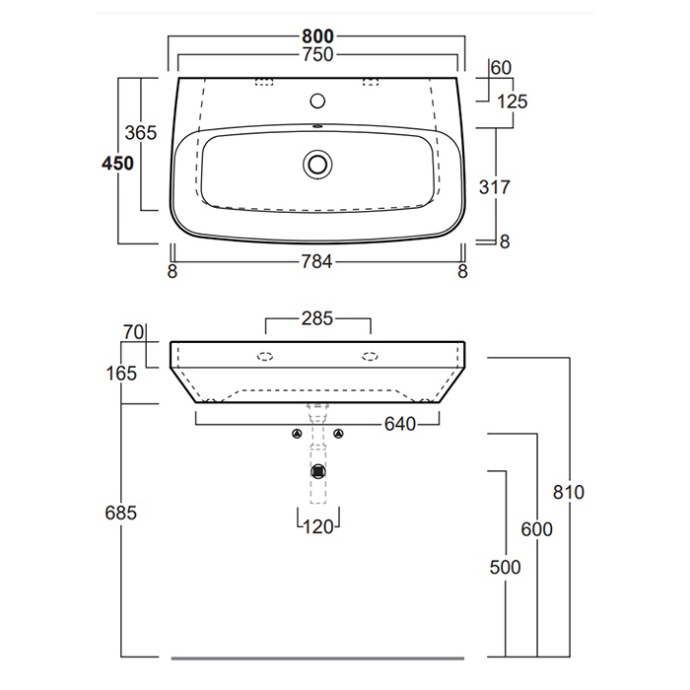 Simas Baden Baden Раковина подвесная 80х45 см, с 1 отв. для смесителя, цвет белый (без крепления F89) BB12bi*1 - 1