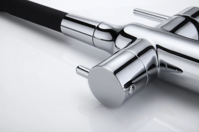 Смеситель для кухни Paulmark Salix с гибким изливом хром - черный матовый Sa213419-CR - 10