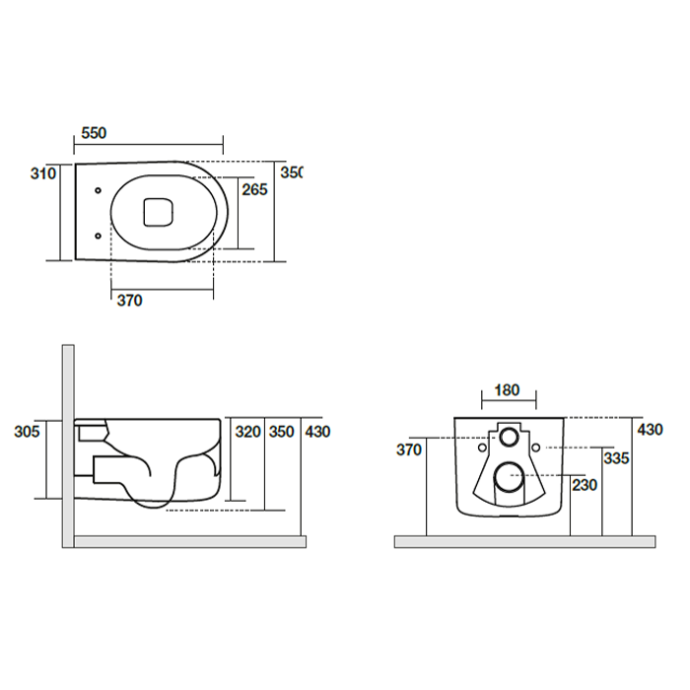 Kerasan Nolita Унитаз безободковый подвесной 55х35 см, с креплениями WB9N, цвет белый матовый 531430 - 3