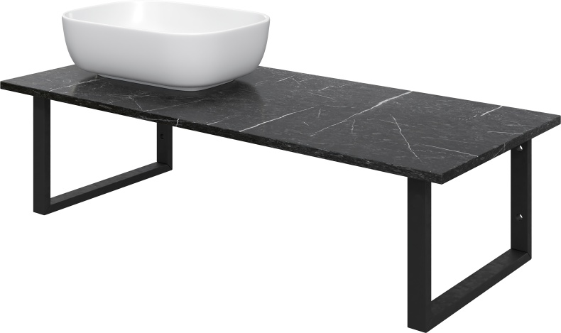 Столешница с раковиной DIWO Элиста 120 чёрный мрамор, с раковиной Moduo 50 Square 555914 - 4