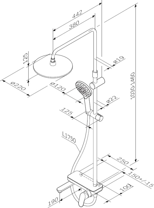 Душевая стойка AM.PM Like F0780722 черная - 8