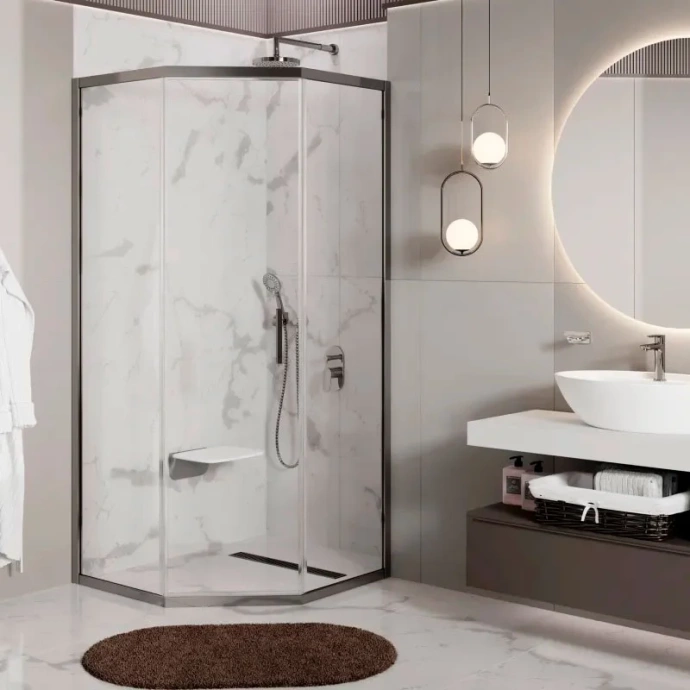 Душевой уголок Wasserkraft Naab 90х90 профиль хром стекло прозрачное 86S11 - 1