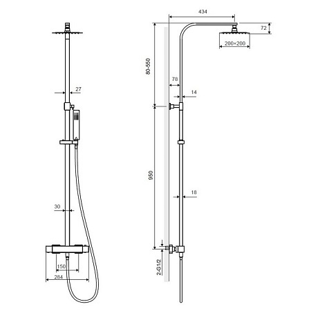 Душевая стойка Excellent Rain Termo Square хром ARAC.SY.108CR - 2