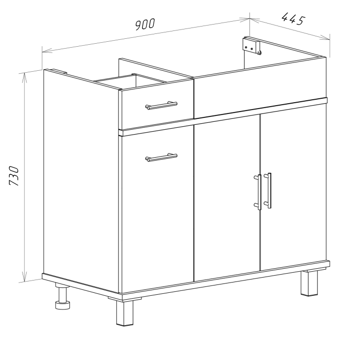 Тумба под раковину Misty Купер 90 R с бельевой корзиной белый П-Куп01090-012БкП - 4