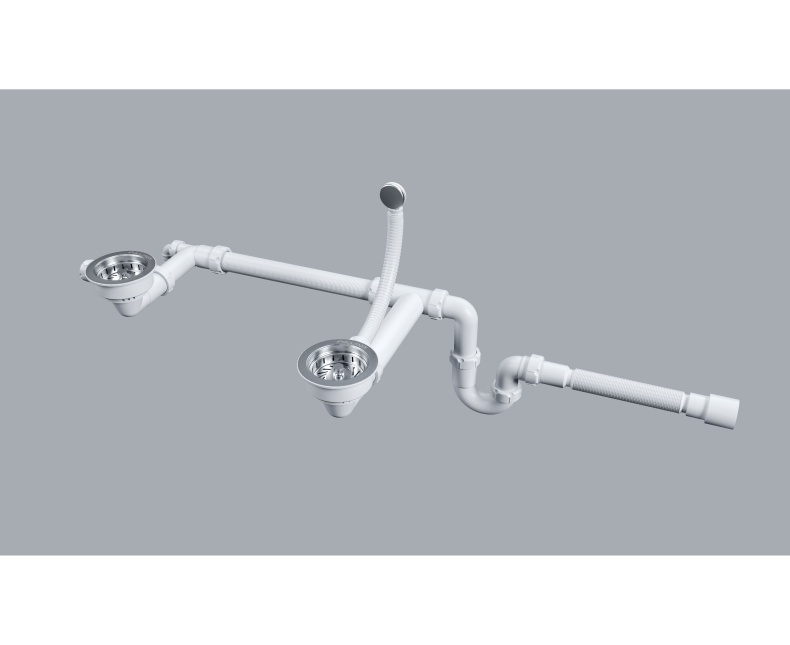 Сифон телескопический двойной с круглым переливом Paulmark Trust хром PM1023-CR - 1