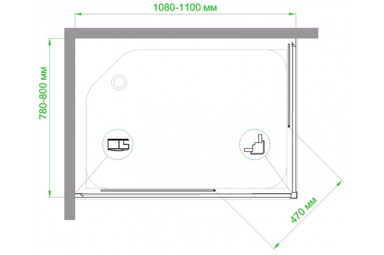 Душевой уголок Royal Bath HPD 110х80 профиль черный стекло прозрачное RB8110HPD-T-BL - 4