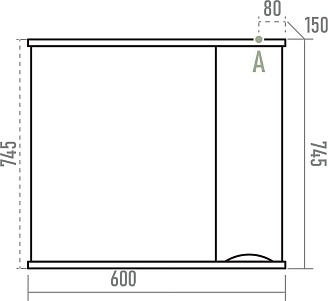 Зеркало-шкаф Misty Атлантик 60 левое серое матовое П-Атл-4060-050Л - 2