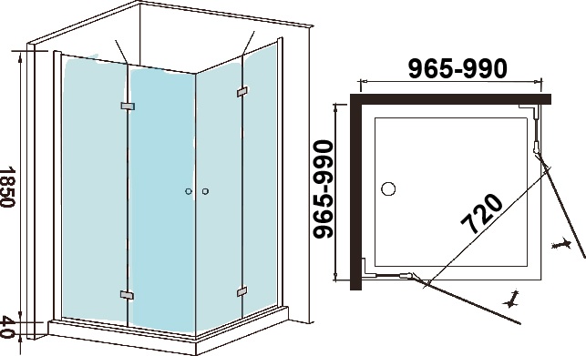 Душевой уголок Weltwasser WW200 200Q22-100 100х185 хром  10000002933 - 3
