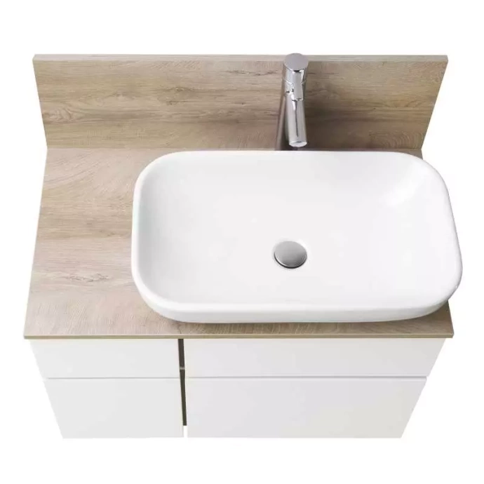 Тумба с раковиной и столешницей Aquaton Мишель 100 белый-светлое дерево 1A2445K4MIDU0 - 0