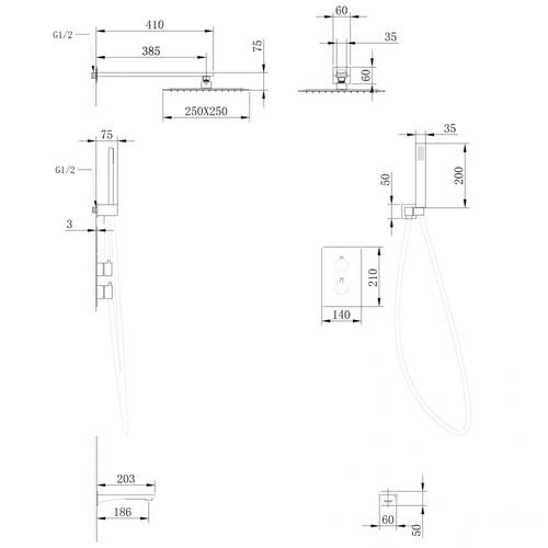 Душевая система Abber Weiss Insel черный, матовый  AF8050B - 2