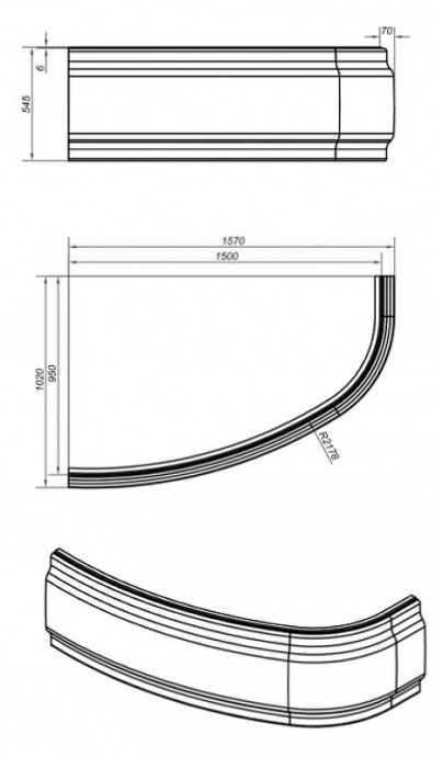Фронтальная панель для ванны Cersanit Joanna 150 белая 63361 - 2