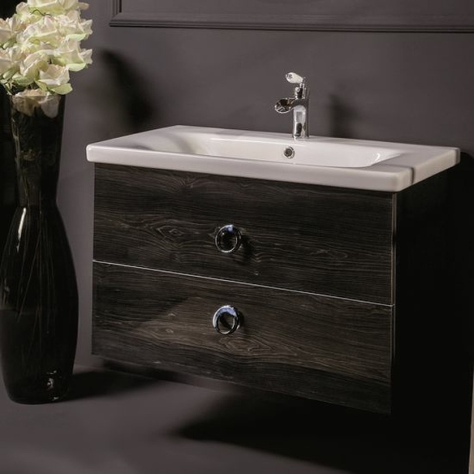 Тумба под раковину Armadi Art NeoArt 80 раковина моноблок темное дерево 830-080-BW - 1