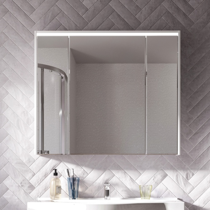 Зеркало-шкаф STWORKI Хельсинки 100 см, с подсветкой, навесной, большой,
белый, прямоугольный 1A243302HI010 - 0