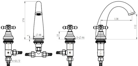 Смеситель для раковины Boheme Tradizionale золото с черным 297-MR-B - 1
