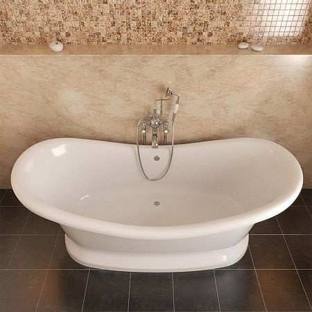 Ванна из искусственного камня Фэма Габриэлла белая на подиуме ГАБРИЭЛЛА-POD - 1