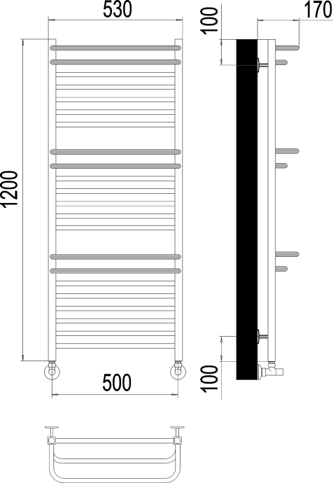 Водяной полотенцесушитель Terminus Орион П22 500x1200 Хром 4670078529763 - 2
