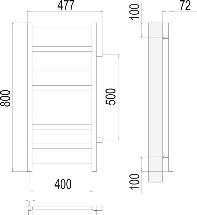 Водяной полотенцесушитель Terminus Аврора П8 400x800 Хром боковое подключение 4670078529909 - 2