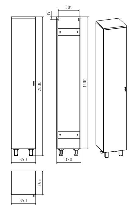 Шкаф-пенал Misty Дива 35 левый белый глянцевый П-Див05035-013ПрЛ - 3