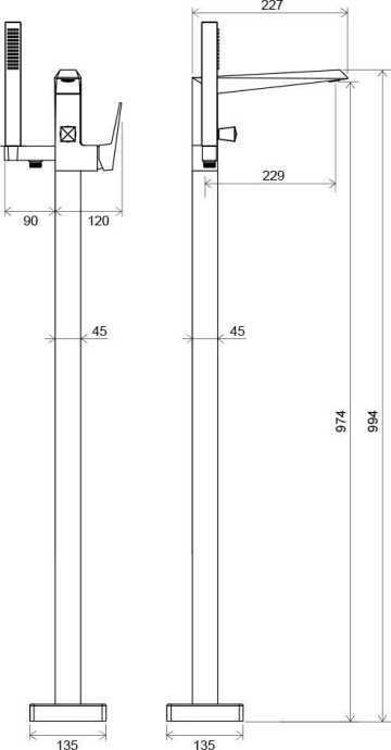 Смеситель для ванны Ravak Freedom хром  X070079 - 1