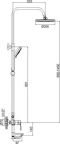 Душевая стойка Rossinka T T40-46 - 1