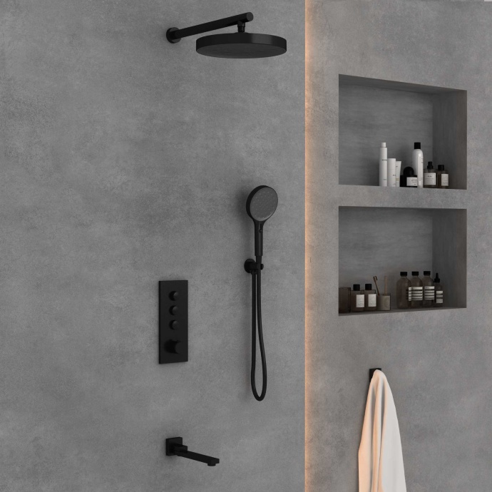 Душевой комплект Vincea Inspire с термостатом черный матовый VSFW-433TI2MB - 2
