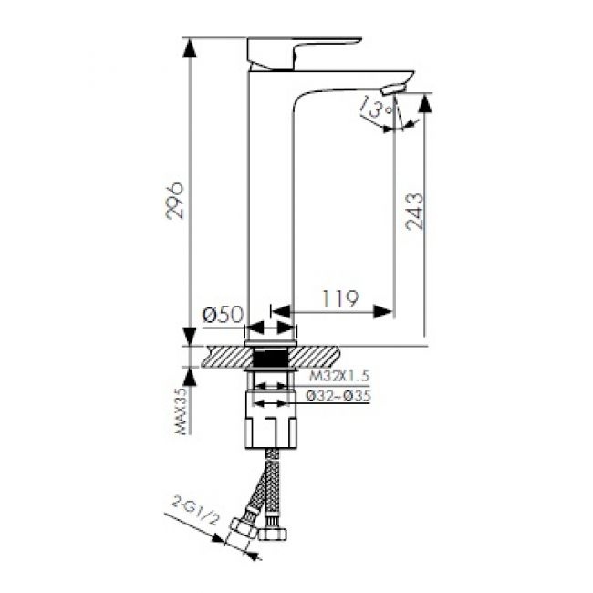 Смеситель Kaiser Cezar 05111 для раковины - 1