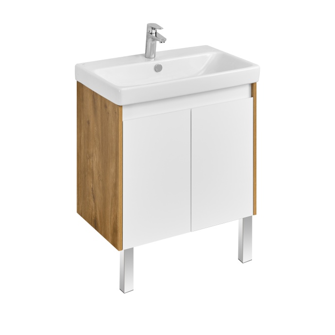 Тумба под раковину Aquaton Сканди Doors 70 белый - светлое дерево 1A278901SDZ90 - 0